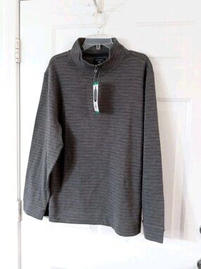 Dockers Men's Quarter Zip Regular Fit Textured Fabric Pullover, Gray, Size XL